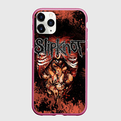 Чехол iPhone 11 Pro матовый Slipknot horror, цвет: 3D-малиновый