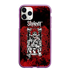 Чехол iPhone 11 Pro матовый Slipknot - скелет, цвет: 3D-фиолетовый