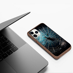 Чехол iPhone 11 Pro матовый Halloween - паутина на фоне мрачного неба, цвет: 3D-коричневый — фото 2