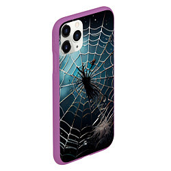 Чехол iPhone 11 Pro матовый Halloween - паутина на фоне мрачного неба, цвет: 3D-фиолетовый — фото 2