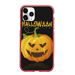 Чехол iPhone 11 Pro матовый Halloween : тыква, цвет: 3D-красный