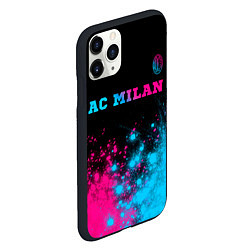 Чехол iPhone 11 Pro матовый AC Milan - neon gradient: символ сверху, цвет: 3D-черный — фото 2