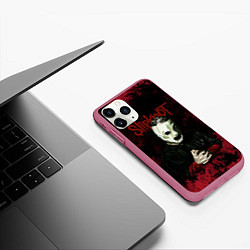 Чехол iPhone 11 Pro матовый Slipknot dark art, цвет: 3D-малиновый — фото 2