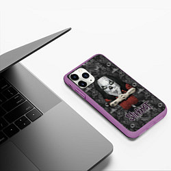 Чехол iPhone 11 Pro матовый Slipknot серый абстрактный фон, цвет: 3D-фиолетовый — фото 2