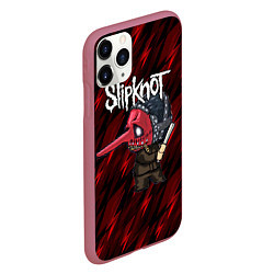 Чехол iPhone 11 Pro матовый Slipknot красные молнии, цвет: 3D-малиновый — фото 2