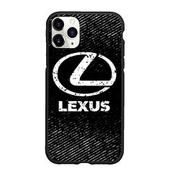 Чехол iPhone 11 Pro матовый Lexus с потертостями на темном фоне