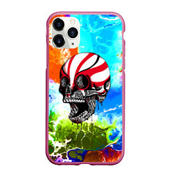 Чехол iPhone 11 Pro матовый Крутой череп - Авангард, цвет: 3D-малиновый
