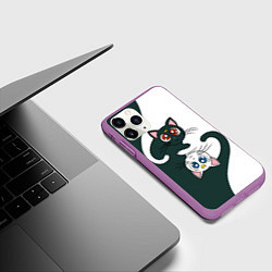 Чехол iPhone 11 Pro матовый Луна и Артемис инь-янь, цвет: 3D-фиолетовый — фото 2