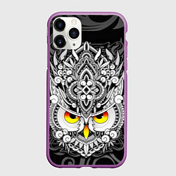 Чехол iPhone 11 Pro матовый Сова с золотыми глазами, цвет: 3D-фиолетовый