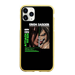 Чехол iPhone 11 Pro матовый Attack on Titan Eren Jaeger, цвет: 3D-желтый