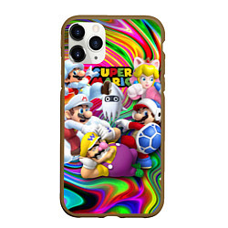 Чехол iPhone 11 Pro матовый Super Mario - Gaming aesthetics - Collage, цвет: 3D-коричневый