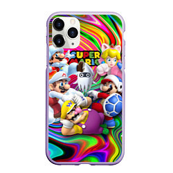 Чехол iPhone 11 Pro матовый Super Mario - Gaming aesthetics - Collage, цвет: 3D-светло-сиреневый