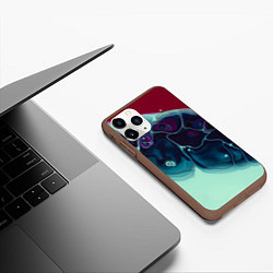 Чехол iPhone 11 Pro матовый Вода и краски - синие и красные, цвет: 3D-коричневый — фото 2