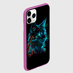Чехол iPhone 11 Pro матовый Неоновый котик, цвет: 3D-фиолетовый — фото 2
