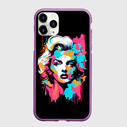 Чехол iPhone 11 Pro матовый Мэрилин Монро - поп арт, цвет: 3D-фиолетовый