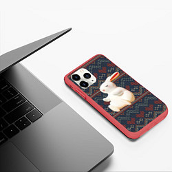 Чехол iPhone 11 Pro матовый Большой белый кролик, цвет: 3D-красный — фото 2