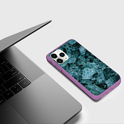 Чехол iPhone 11 Pro матовый Голубые кристаллы, цвет: 3D-фиолетовый — фото 2
