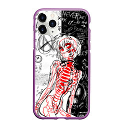 Чехол iPhone 11 Pro матовый Рей Аянами - dead inside mood, цвет: 3D-фиолетовый