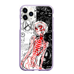 Чехол iPhone 11 Pro матовый Рей Аянами - dead inside mood, цвет: 3D-светло-сиреневый