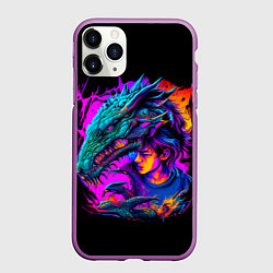 Чехол iPhone 11 Pro матовый Дракон и девушка - поп арт, цвет: 3D-фиолетовый