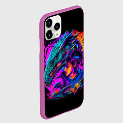 Чехол iPhone 11 Pro матовый Дракон и девушка - поп арт, цвет: 3D-фиолетовый — фото 2