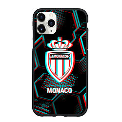 Чехол iPhone 11 Pro матовый Monaco FC в стиле glitch на темном фоне, цвет: 3D-черный