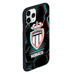 Чехол iPhone 11 Pro матовый Monaco FC в стиле glitch на темном фоне, цвет: 3D-черный — фото 2