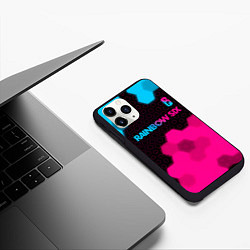 Чехол iPhone 11 Pro матовый Rainbow Six - neon gradient: символ сверху, цвет: 3D-черный — фото 2