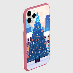 Чехол iPhone 11 Pro матовый Новогодняя елочка, цвет: 3D-малиновый — фото 2