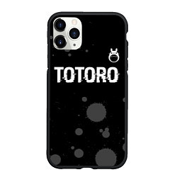 Чехол iPhone 11 Pro матовый Totoro glitch на темном фоне: символ сверху
