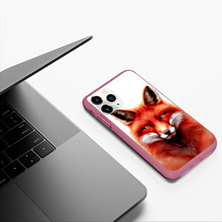 Чехол iPhone 11 Pro матовый Пламенный лис, цвет: 3D-малиновый — фото 2