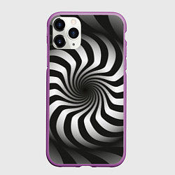 Чехол iPhone 11 Pro матовый Объёмная спираль - оптическая иллюзия, цвет: 3D-фиолетовый