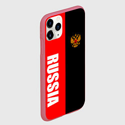 Чехол iPhone 11 Pro матовый Россия: Черно-красный, цвет: 3D-малиновый — фото 2