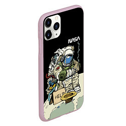 Чехол iPhone 11 Pro матовый NASA - Help! Astronaut - Joke, цвет: 3D-розовый — фото 2