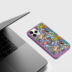 Чехол iPhone 11 Pro матовый Сумасшедший поп-арт, цвет: 3D-фиолетовый — фото 2