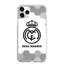 Чехол iPhone 11 Pro матовый Real Madrid sport на светлом фоне, цвет: 3D-белый