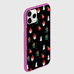 Чехол iPhone 11 Pro матовый Новогодний узор с крутым дедом, цвет: 3D-фиолетовый — фото 2