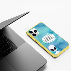 Чехол iPhone 11 Pro матовый Настроение - попросить убежища у НЛО, цвет: 3D-желтый — фото 2