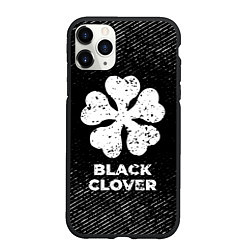 Чехол iPhone 11 Pro матовый Black Clover с потертостями на темном фоне, цвет: 3D-черный