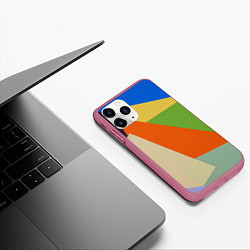 Чехол iPhone 11 Pro матовый Геометрические разноцветные фигyры, цвет: 3D-малиновый — фото 2