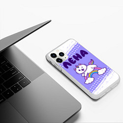 Чехол iPhone 11 Pro матовый Лена кошка единорожка, цвет: 3D-белый — фото 2