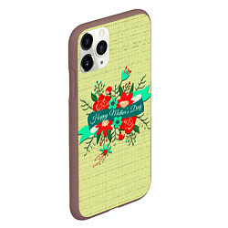 Чехол iPhone 11 Pro матовый Happy Mothers Day - букет, цвет: 3D-коричневый — фото 2