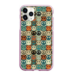 Чехол iPhone 11 Pro матовый Peace symbol pattern, цвет: 3D-розовый