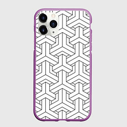Чехол iPhone 11 Pro матовый Мозаичный чёрно-белый паттерн, цвет: 3D-фиолетовый