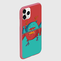 Чехол iPhone 11 Pro матовый Отражение существа, цвет: 3D-малиновый — фото 2