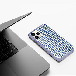 Чехол iPhone 11 Pro матовый Геометрические бело-синие круги, цвет: 3D-светло-сиреневый — фото 2