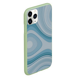 Чехол iPhone 11 Pro матовый Волнообразные синие текстуры, цвет: 3D-салатовый — фото 2