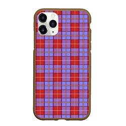 Чехол iPhone 11 Pro матовый Ткань Шотландка красно-синяя, цвет: 3D-коричневый