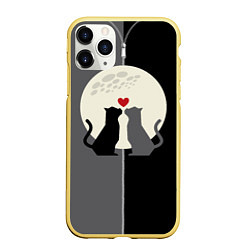 Чехол iPhone 11 Pro матовый Котики под луной