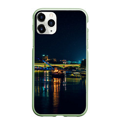 Чехол iPhone 11 Pro матовый Неоновый ночной город